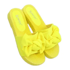 Gele damesslippers met strik YQ225P Fluorescerend geel
